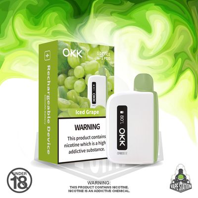 OKK Cross 2 Kit - Iced Grape Cartridge &amp; White Battery - 5000 Puffs - 35mg