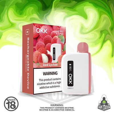 OKK Cross 2 Kit - Iced Lychee Cartridge &amp; White Battery - 5000 Puffs - 35mg