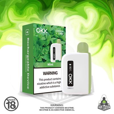 OKK Cross 2 Kit - Mint Cartridge &amp; White Battery - 5000 Puffs - 35mg