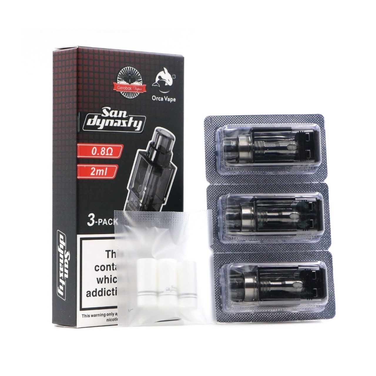 Orca Vape - San Dynasty - 2ml Replacement Cartridge - 0.8ohm (each) [Pack of 3]