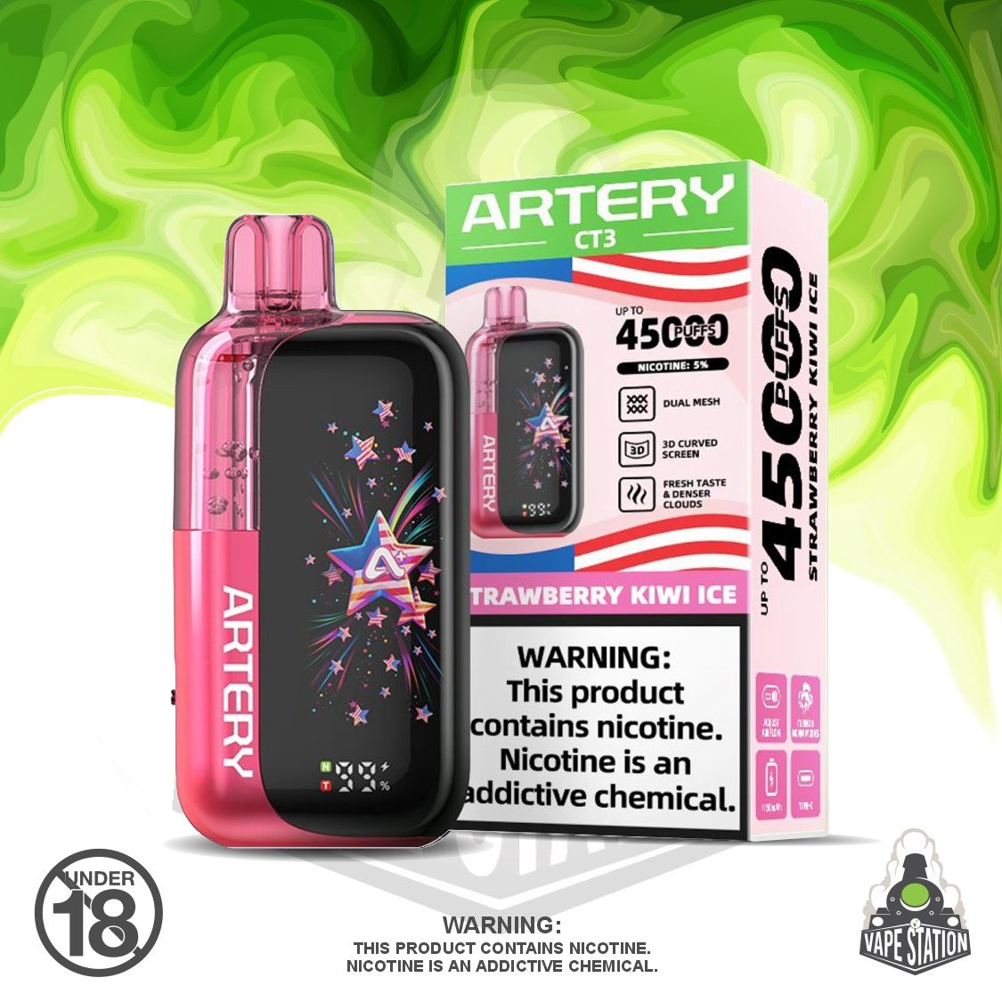 Artery - 45 000 Puff - Strawberry Kiwi Ice - 5% Artery - 45 000 Puff - Strawberry Kiwi Ice - 5%