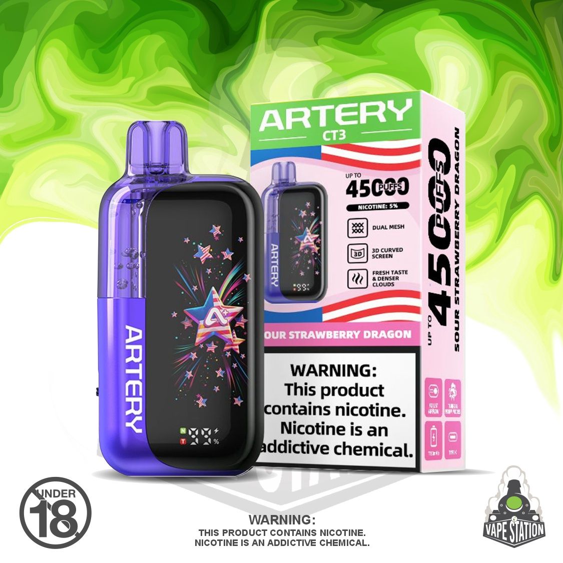 Artery - 45 000 Puff - Sour Strawberry Dragon - 5% Artery - 45 000 Puff - Sour Strawberry Dragon - 5%