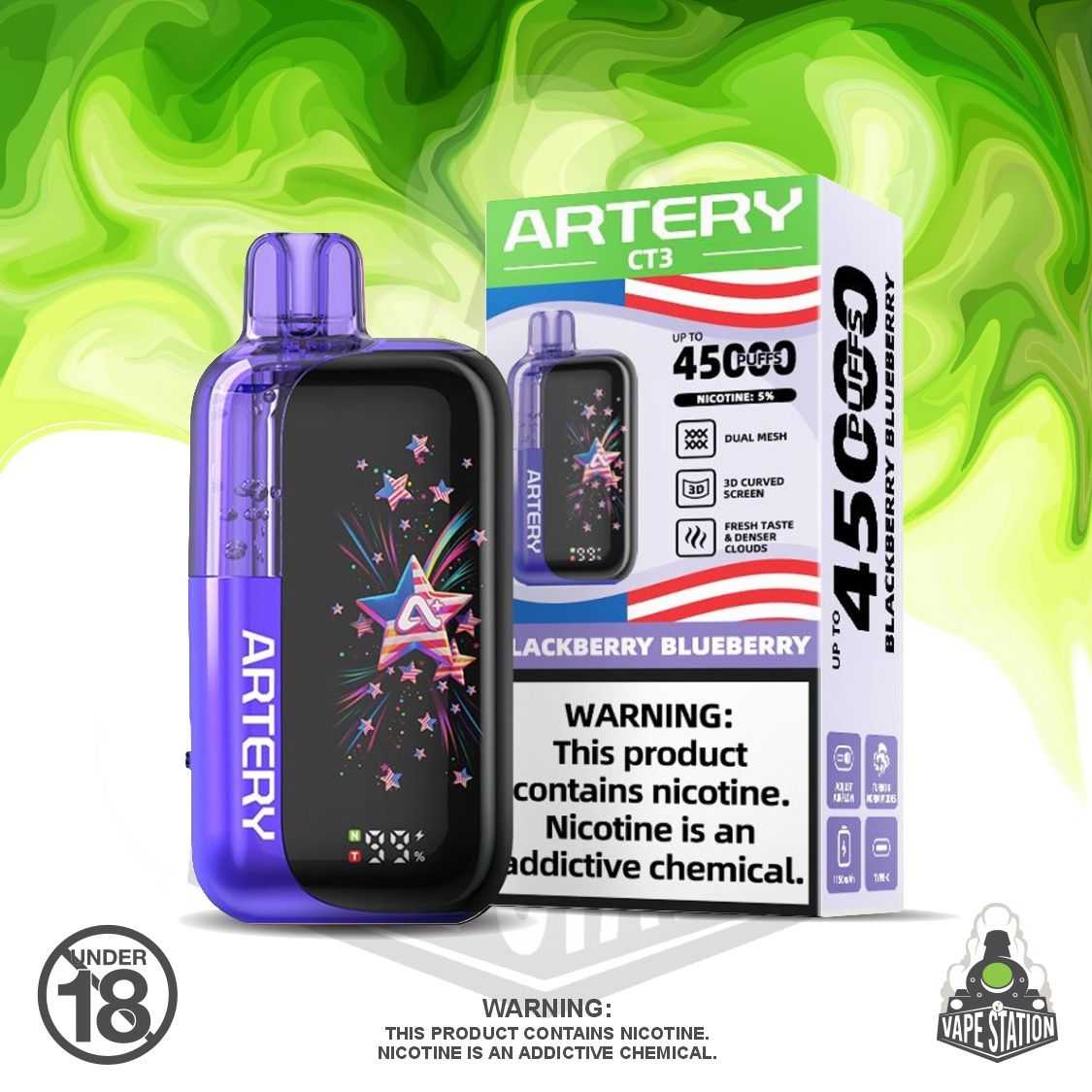 Artery - 45 000 Puff - Blackberry Blueberry - 5% Artery - 45 000 Puff - Blackberry Blueberry - 5%