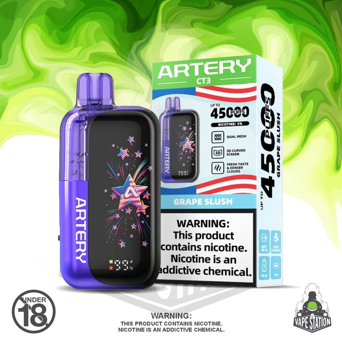 Artery - 45 000 Puff - Grape Slush- 5% Artery - 45 000 Puff - Grape Slush- 5%