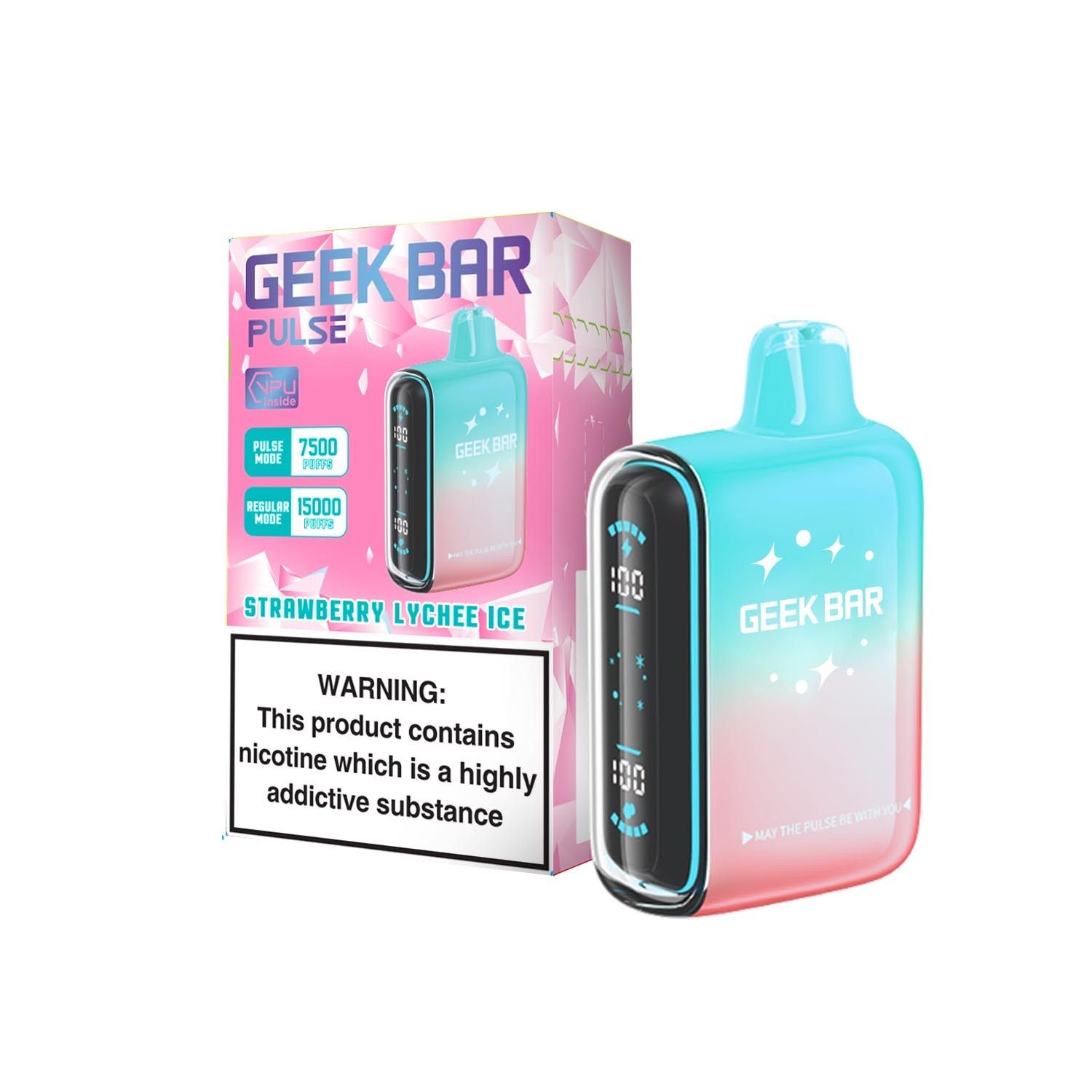 Geekbar Pulse - 15 000 Puff - Strawberry Lychee Ice - 50mg