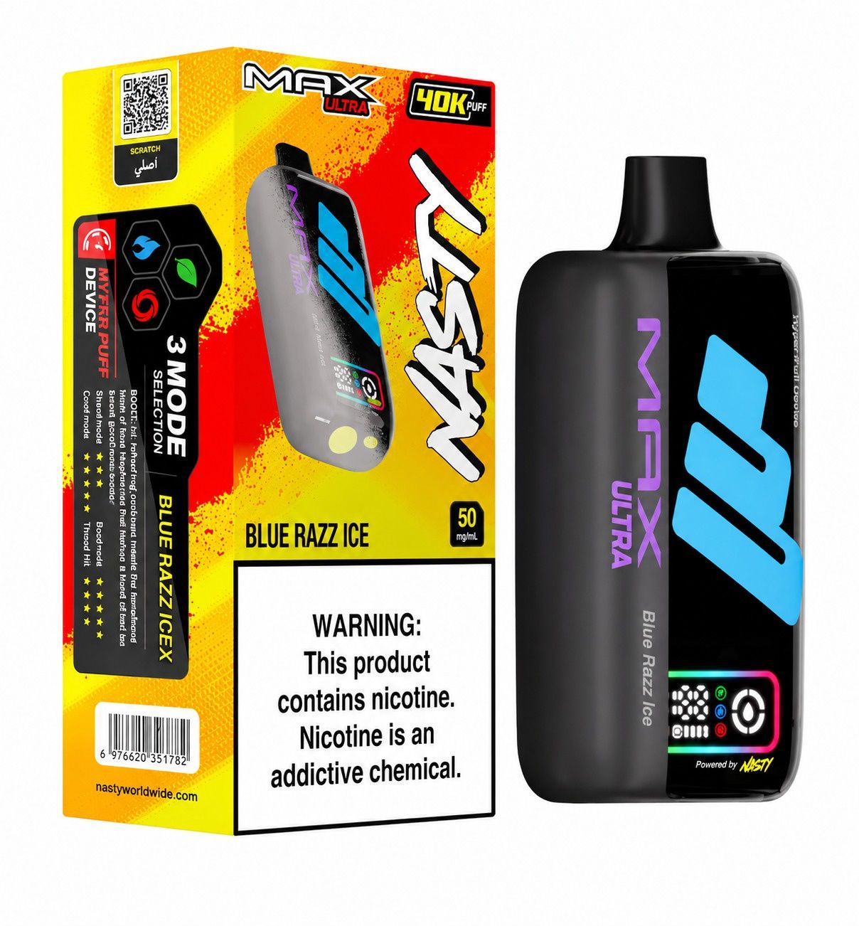 Nasty MAX Ultra - 40 000 - Blue Razz Ice - 50mg Nasty MAX Ultra - 40 000 - Blue Razz Ice - 50mg