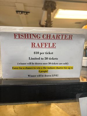 RAFFLE TICKET. 1/2 Day Fishing Charter