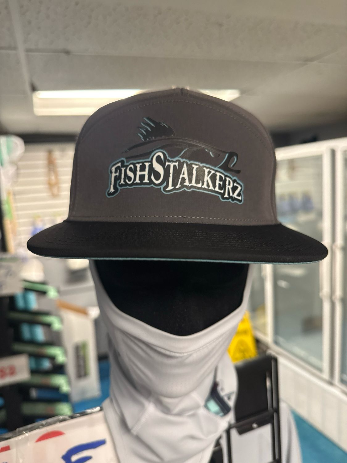 WATERPROOF Hat Black/Grey 6 Panel Flat Bill