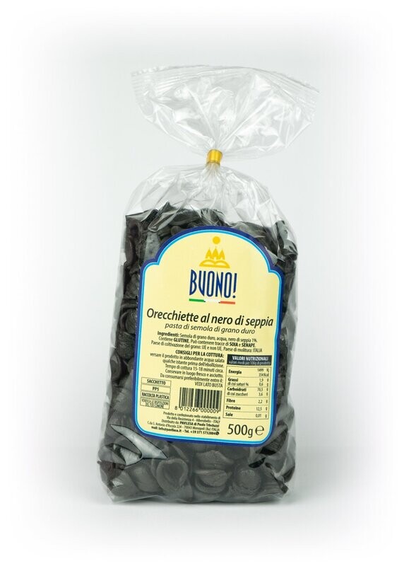 ORECCHIETTE AL NERO DI SEPPIA - Confezione 12 Pezzi da 500 gr.