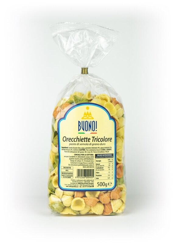 ORECCHIETTE TRICOLORE - Confezione 12 Pezzi da 500 gr.
