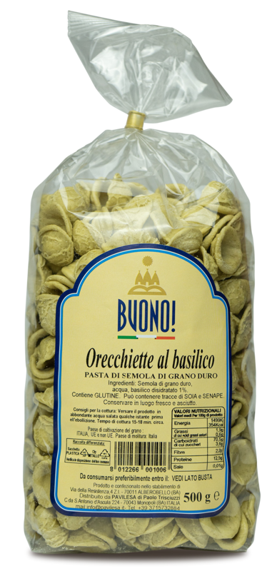 ORECCHIETTE AL BASILICO - Confezione 12 Pezzi da 500 gr.