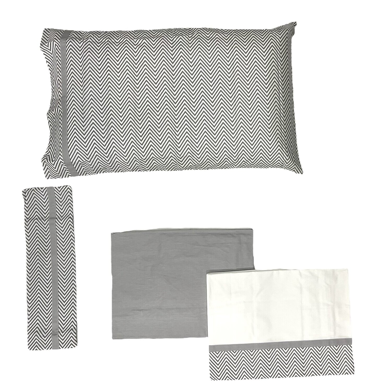 Completo letto matrimoniale "Zig-zag", COLORE: GRIGIO