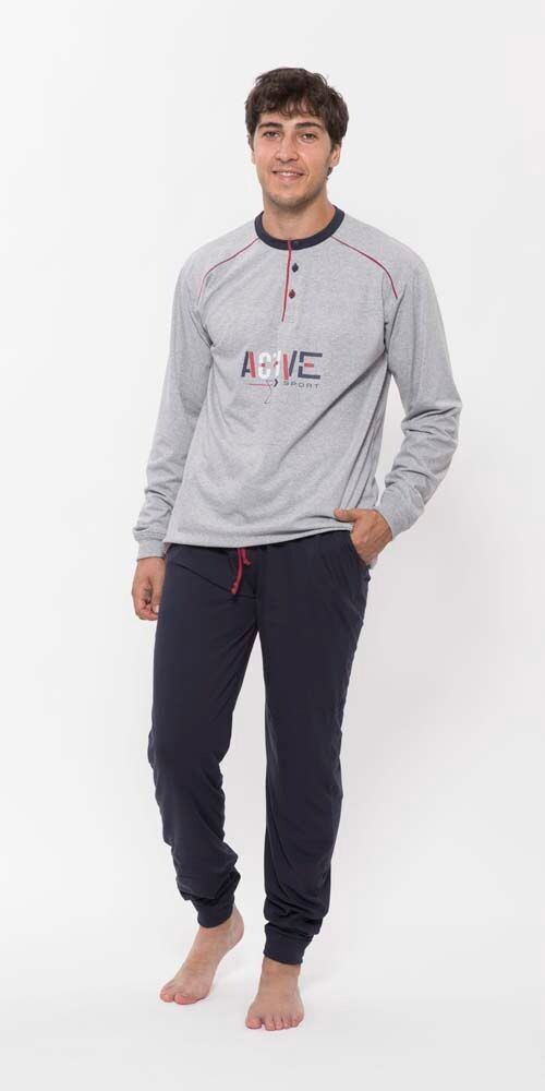 Pigiama uomo cotone, TAGLIA: 46, COLORE: GRIGIO\BLU