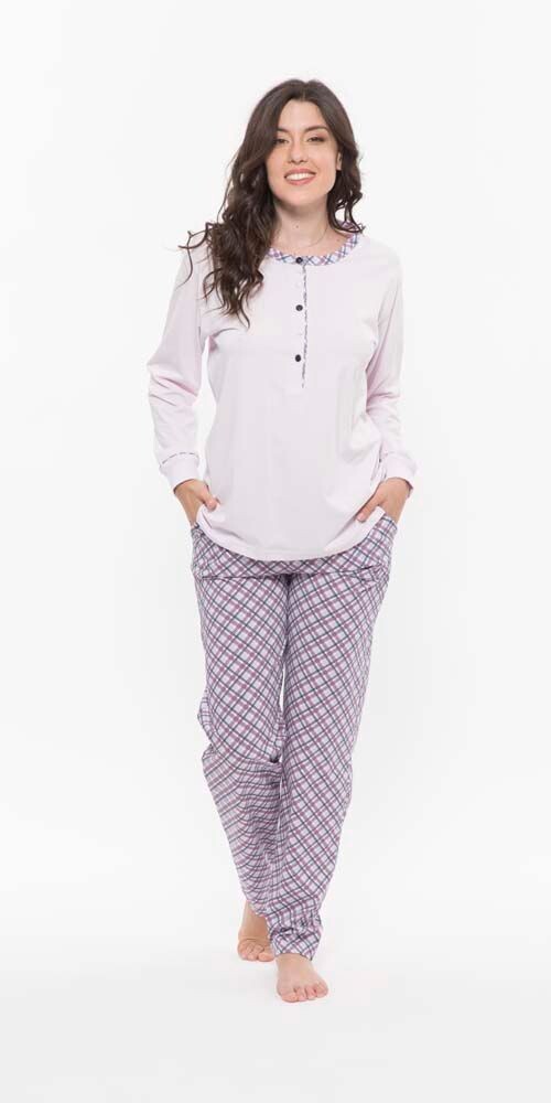 Pigiama lungo cotone, COLORE: VIOLETTA, TAGLIA: M