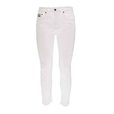 Versace Jeans Jeans bianco con logo in patch
