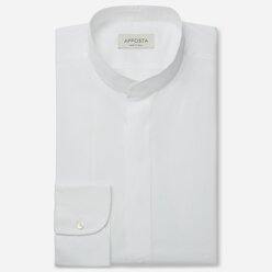 Apposta Camicia tinta unita bianco 100% puro cotone twill doppio ritorto collo stile coreano senza bottone