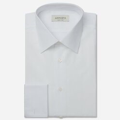 Apposta Camicia tinta unita bianco 100% puro cotone collo stile italiano basso polso da gemelli