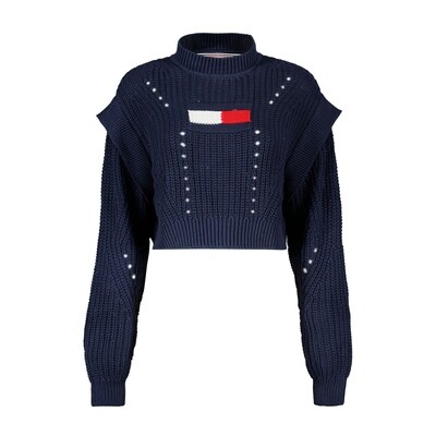 Tommy Jeans MAGLIONE GIROCOLLO CROP FLAG DONNA