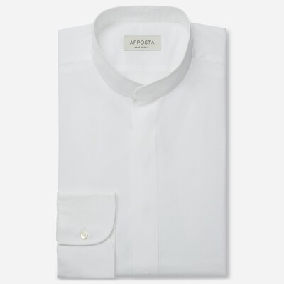 Apposta Camicia tinta unita bianco 100% puro cotone popeline giza 87 collo stile coreano senza bottone