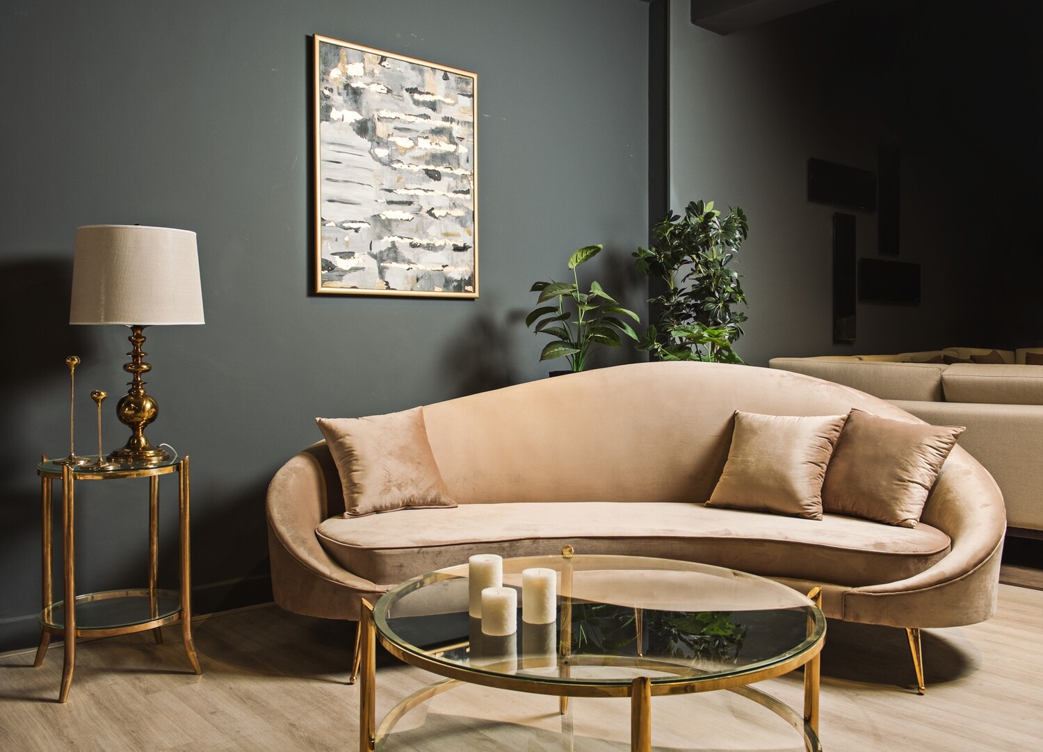 Velvet Curved Sofa