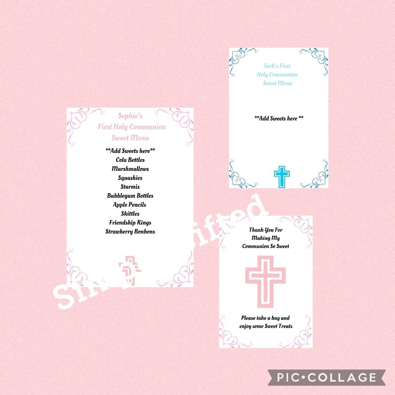 Communion Sweet Buffet Signs