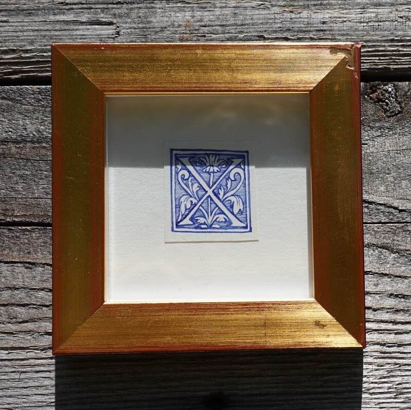 Illuminated X, Original drawing, Framed