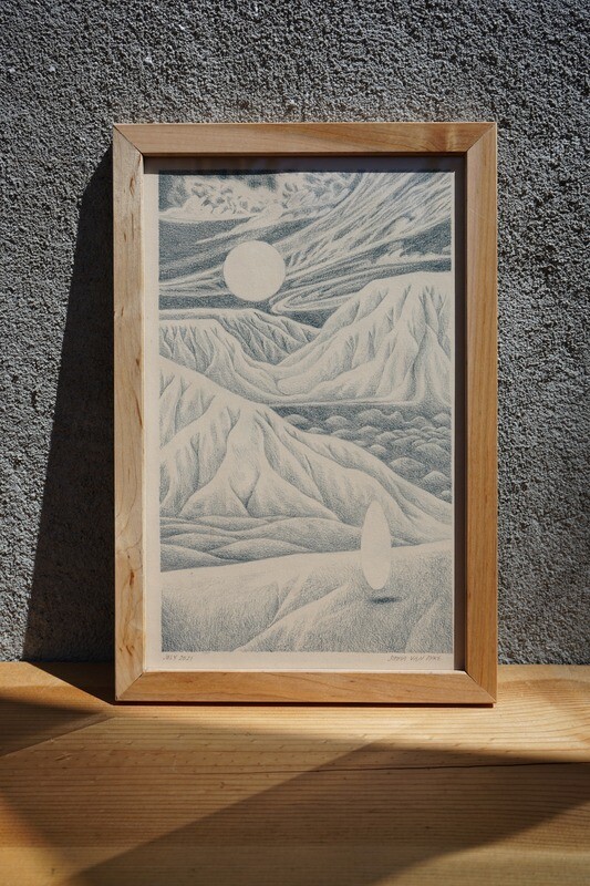 Moon and Egg Original drawing, framed