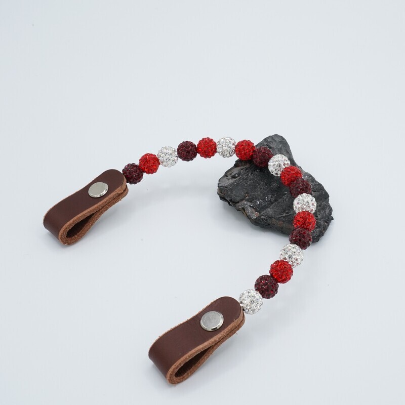 Shamballa Earloop weiß/rot/dunkelrot