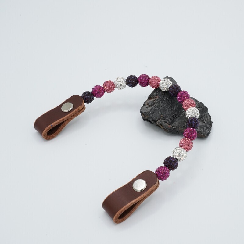 Shamballa Earloop weiß/fuchsia/rose dk pink/dark purple