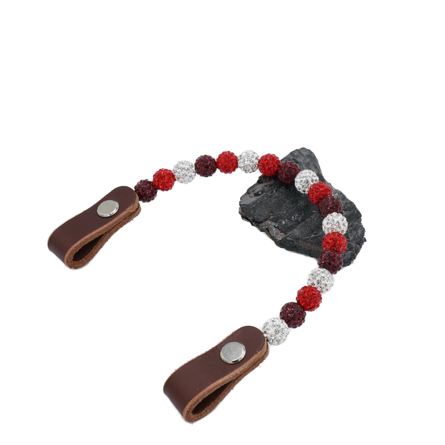 Shamballa Earloop weiß/rot/dunkelrot