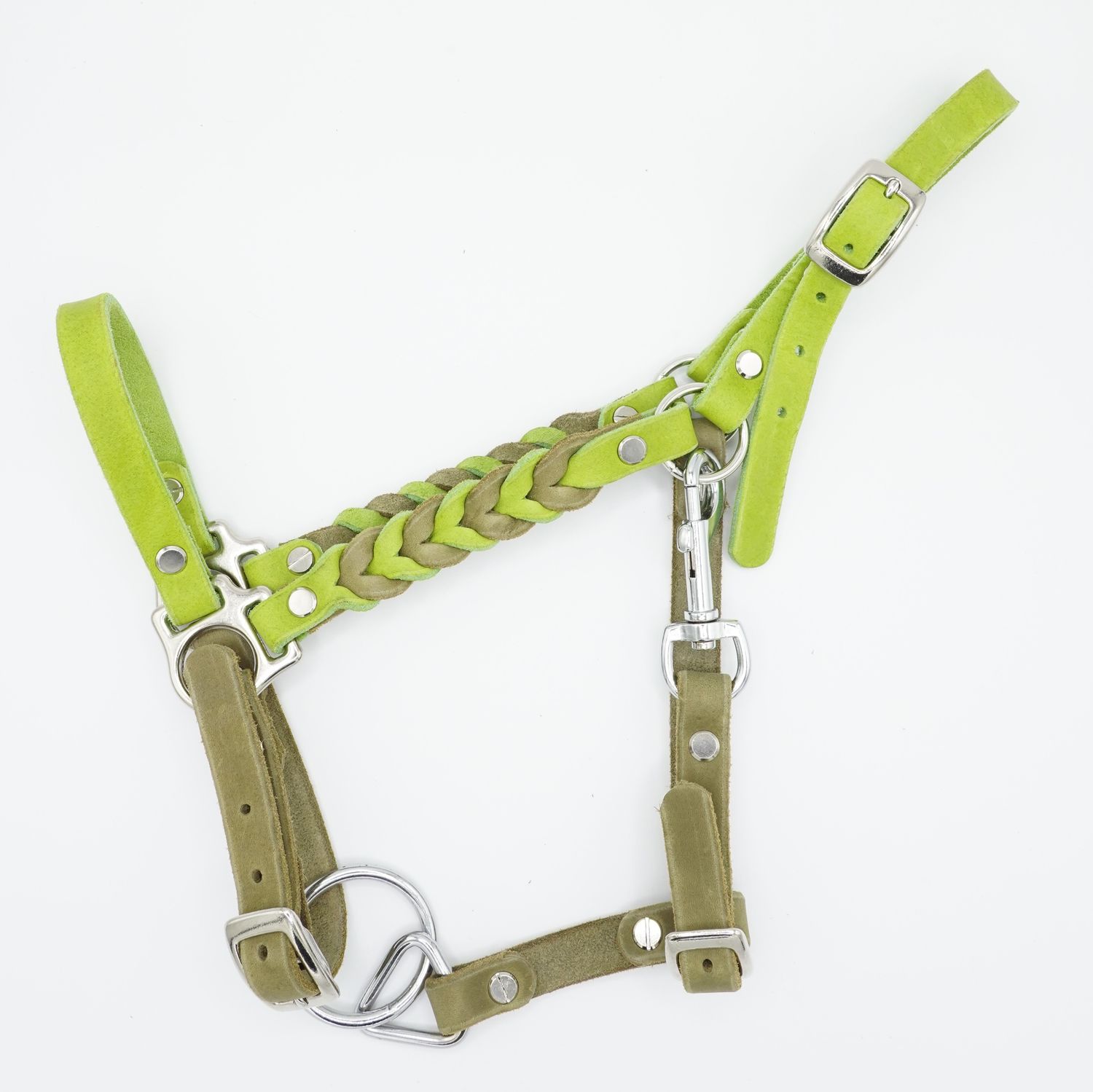 Fettlederhalfter mit Flechtung