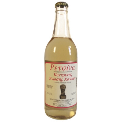 Retsina 0.5 l, konventionell - geharzter Weißwein aus Chania / Kreta