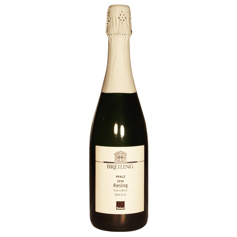 Riesling-Sekt extra brut BIO 2020, 0,75 L Traditionelle Flaschengärung, handgerüttelt.