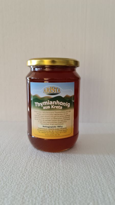 Thymianhonig aus Kreta 950 g  - Neue Ernte!
rein, rückstandsfrei, gesund!