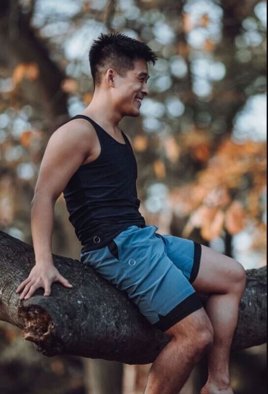 Eco Warrior II Mens Yoga Shorts - Blue