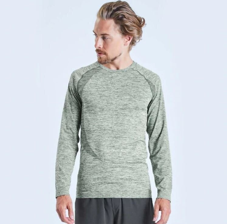 Ohmme Orion Mens Long Sleeve Top Grey Eco Friendly Gym Training Workout Yoga 