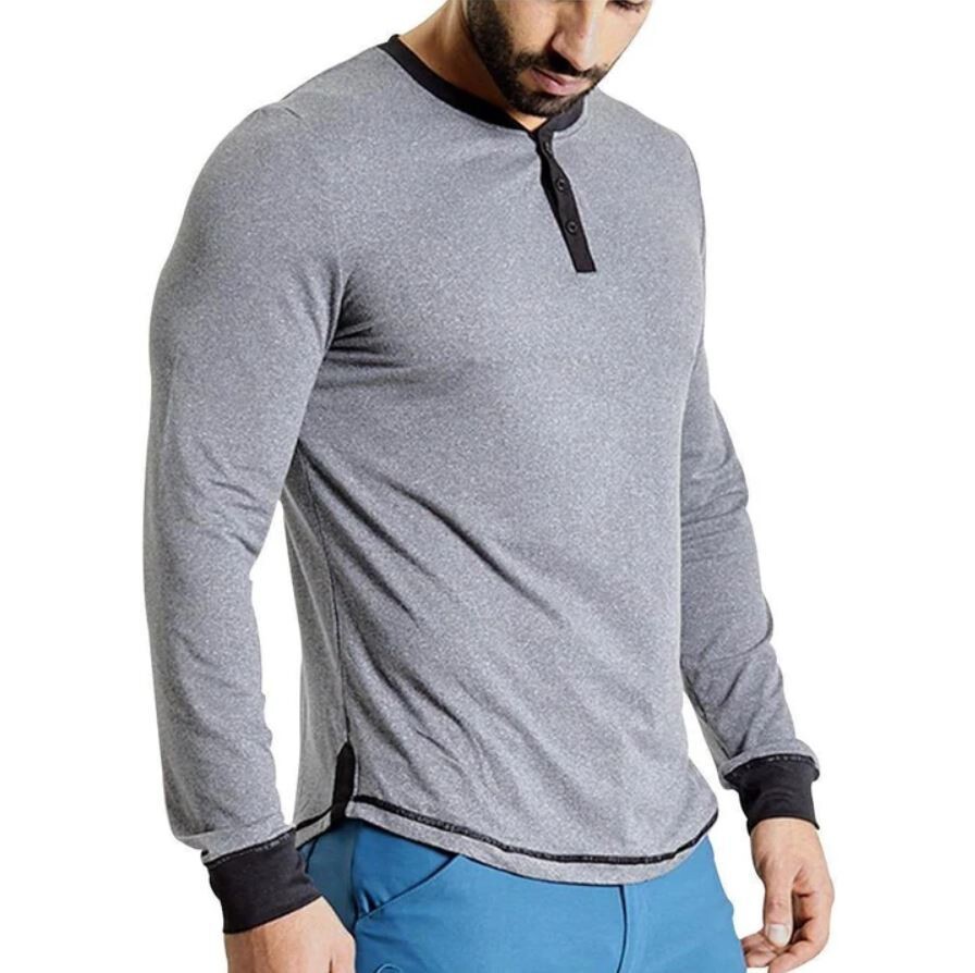 Dawn Long Sleeve Mens Yoga Top - Grey