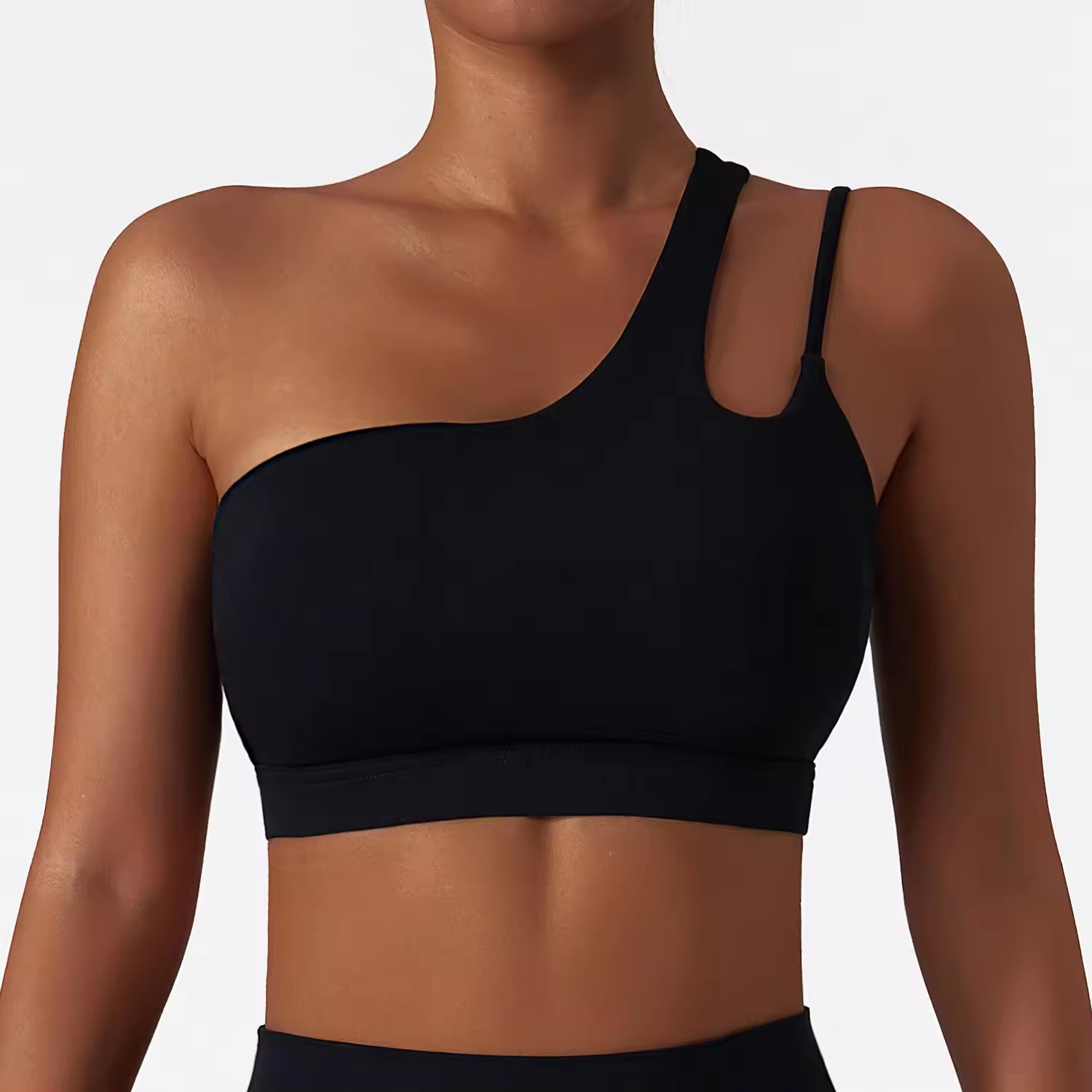 Chloe Halter One Shoulder Top BLACK