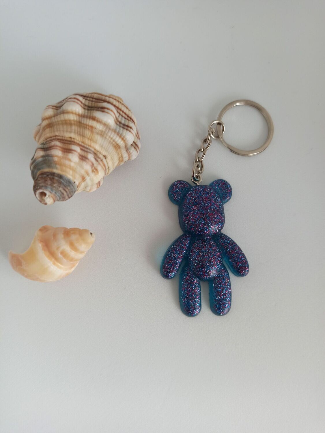 Bleu paillettes multicolores