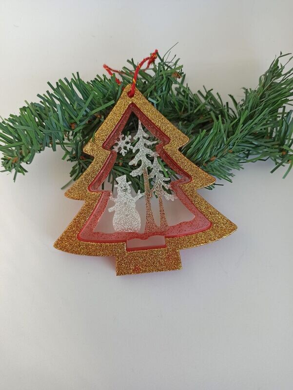 Sapin rouge et jaune paillettes