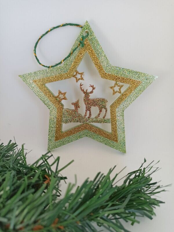 Etoile vert et jaune paillettes