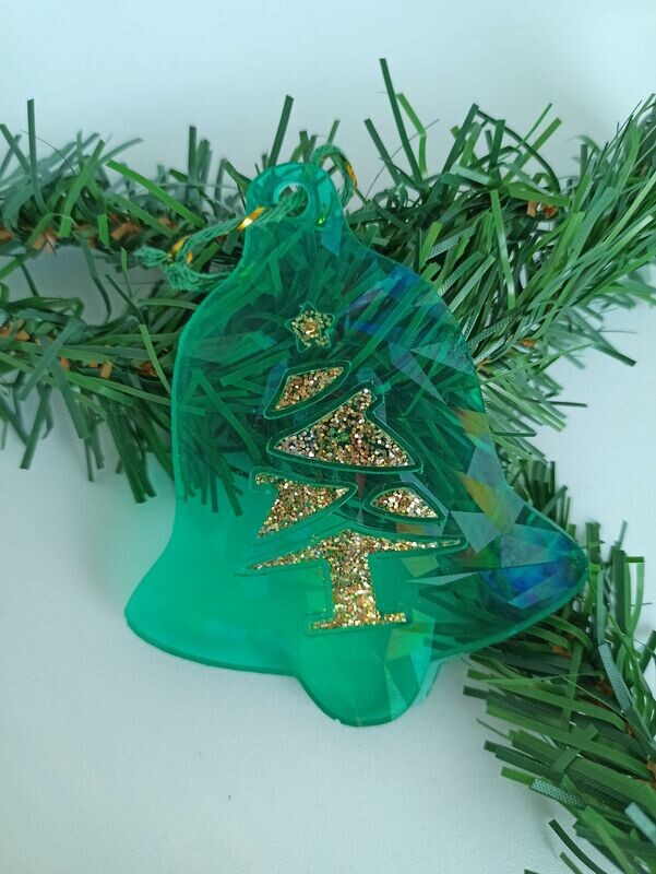 Vert holographique - sapin doré paillettes
