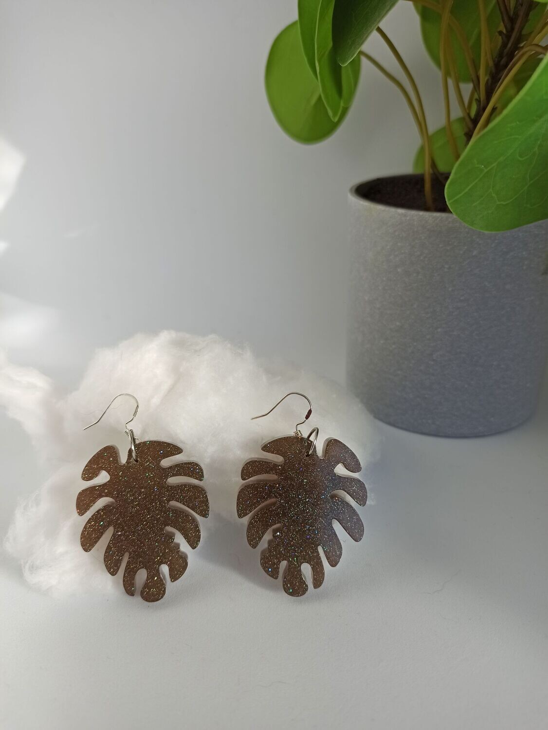 Feuille de palmier - Marron paillettes