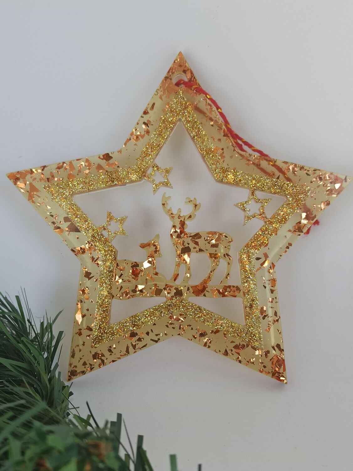 Etoile cuivré et jaune paillettes