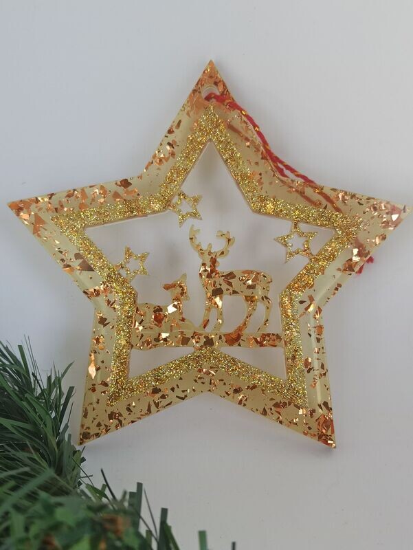 Etoile cuivré et jaune paillettes