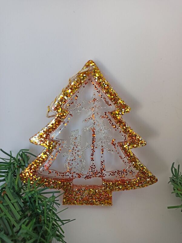 Sapin doré et blanc  paillettes