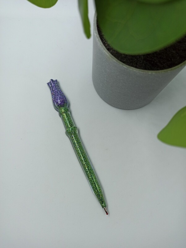 Forme fleur - vert/violet paillettes