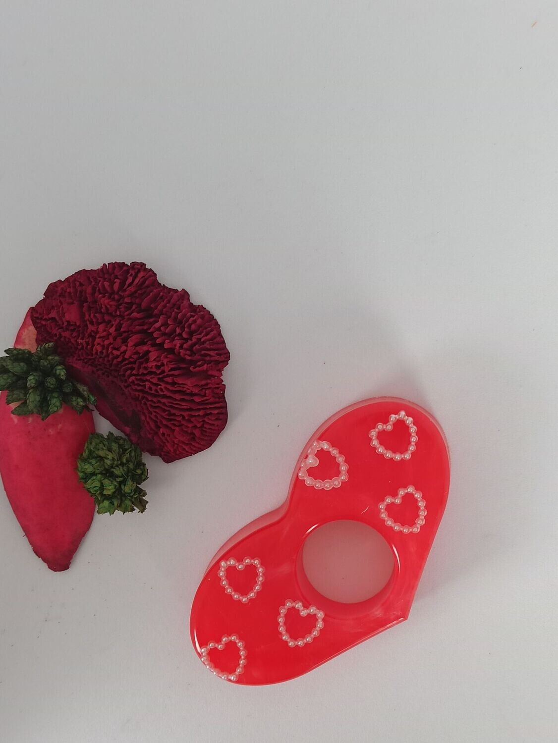 Bague de lecture - Rouge coeur blanc