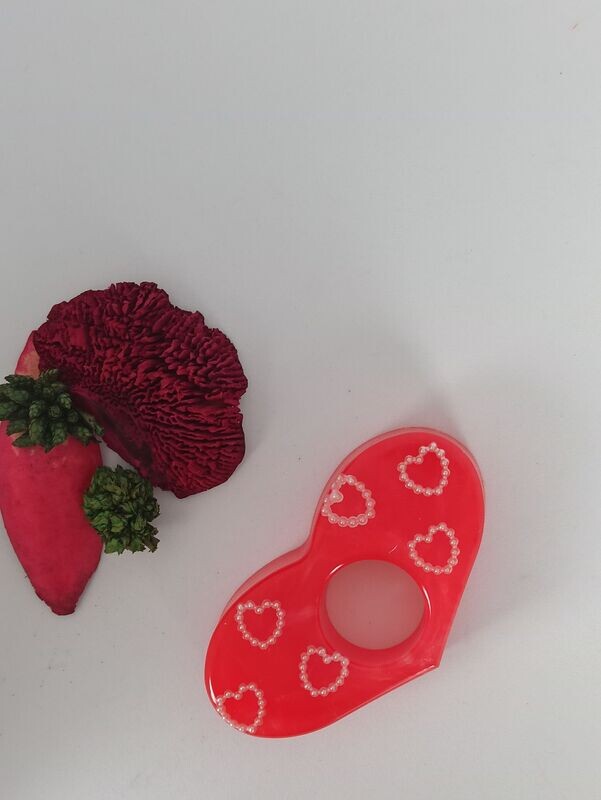Bague de lecture - Rouge coeur blanc