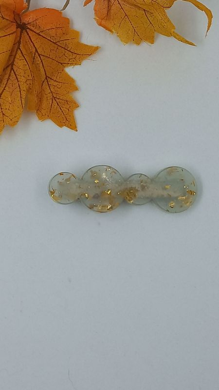 Barrette pince - bubulles gris/doré